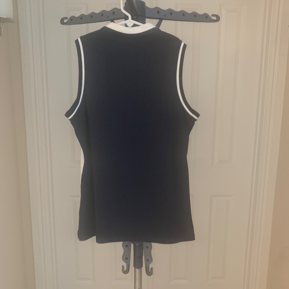 Nautical White/Blue/Red Sleeveless Polo Top sz S - Picture 3 of 4